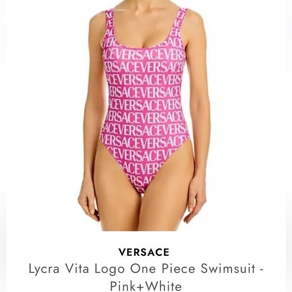 Versace Lycra Vita All Over Logo One Piece Swimsuit